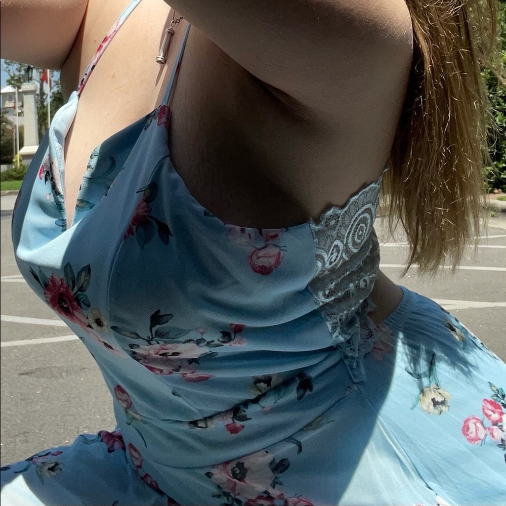 A sky blue dress